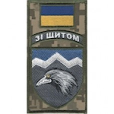Шеврон-заглушка на липучці 109 окремий гірсько-штурмовий батальйон ""Зі щитом"" (кольоровий)