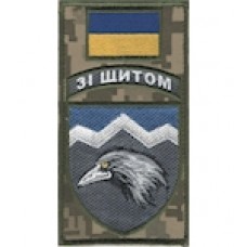 Шеврон-заглушка на липучці 109 окремий гірсько-штурмовий батальйон ""Зі щитом"" (кольоровий)