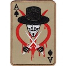 Шеврон Карта Туз пік "V" /бежевий/чорний/